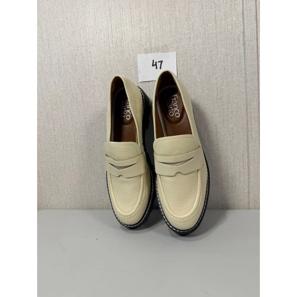 Franco Sarto Balin Chunky Lug Sole Loafers‎ Putty Platform Penny Shoes 6.5M